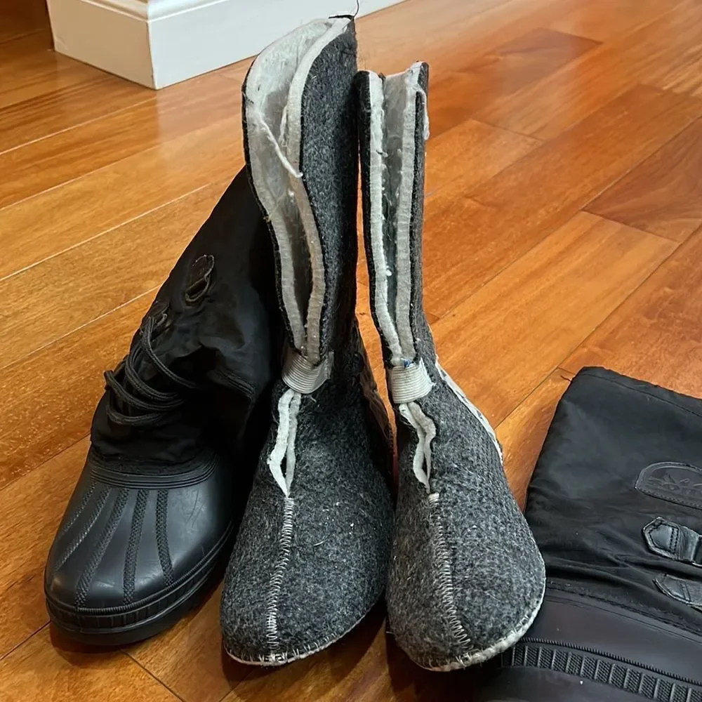 Sorel‎ Snowlion Winter Insulated Black Boots Women’s Size US 7